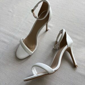 VICSON Gaia White Leather Heels Size 6 | Minimalist Strappy Stilettos